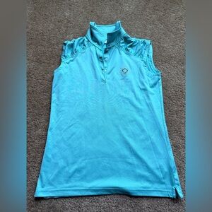 The Memorial Tournament Golf women’s sleeveless green polo w embroidered logo sz